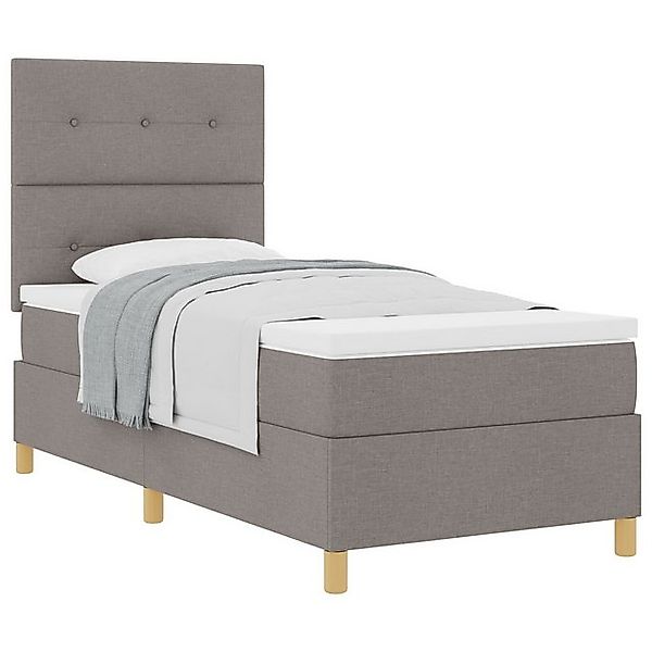 vidaXL Bett Boxspringbett mit Matratze Taupe Einzelstoff (1-tlg) günstig online kaufen