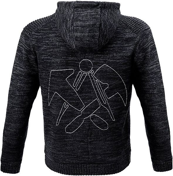 JOB Strickjacke Dachdecker-Hoodie-Strickjacke mit Fellfutter schieferschwar günstig online kaufen