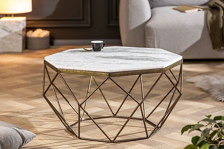 riess-ambiente Couchtisch DIAMOND 70cm weiß / messing, Wohnzimmer · Marmor günstig online kaufen