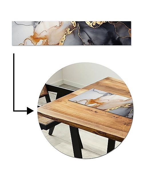 MuchoWow Tischläufer Marmor - Schwarz - Gold - Weiß, Tisch Dekoration für E günstig online kaufen