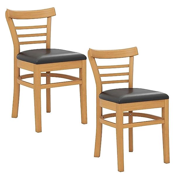 Costway Esszimmerstühle 2er Set Holz Natur 41.5 x 48 x 78.5 cm günstig online kaufen