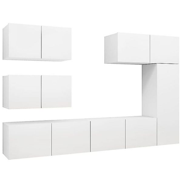 vidaXL TV-Schrank 6-tlg. TV-Schrank-Set Weiß Holzwerkstoff (6-St) günstig online kaufen