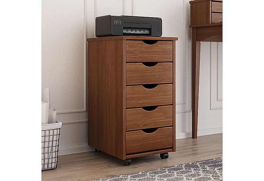 IDIMEX Rollcontainer LAGOS, Bürocontainer aus Massivholz mit 5 Schubladen K günstig online kaufen