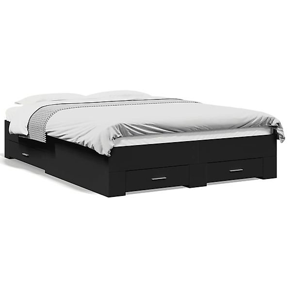 vidaXL Bettgestell mit Schubladen Schwarz 120x190 cm Holzwerkstoff 3280413 günstig online kaufen