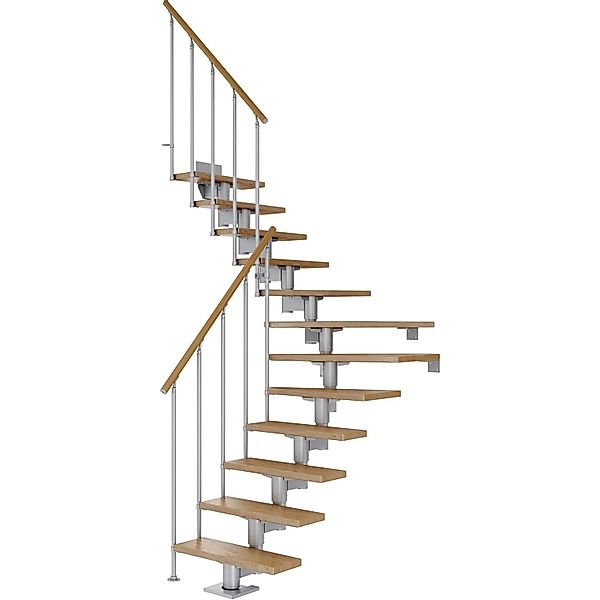 Dolle Mittelholmtreppe Cork Eiche Perlgrau GH b. 270 cm 1/4 Gewendelt 75 cm günstig online kaufen