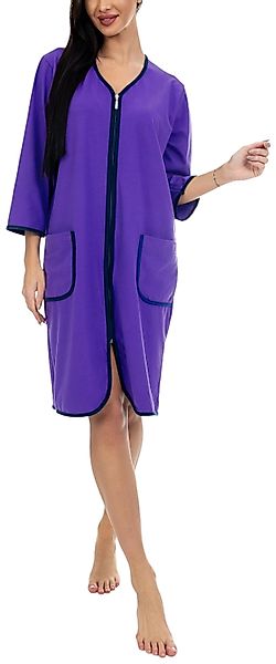 Aquarti Damenbademantel Damen Bademantel Morgenmantel Reißverschluss günstig online kaufen