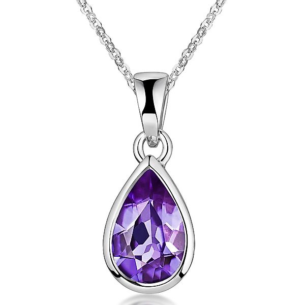 Materia Kettenanhänger Tropfen Amethyst Edelstein Lila günstig online kaufen