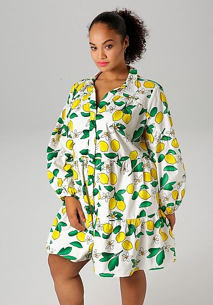 Aniston PLUS Longtunika in Unifarben oder mit Zitronendruck günstig online kaufen