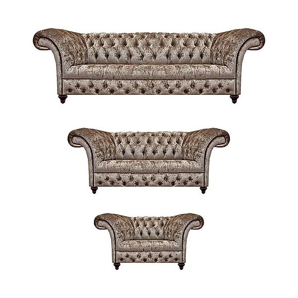 JVmoebel Chesterfield-Sofa Chesterfield Set 3tlg Design Möbel Luxus Komplet günstig online kaufen