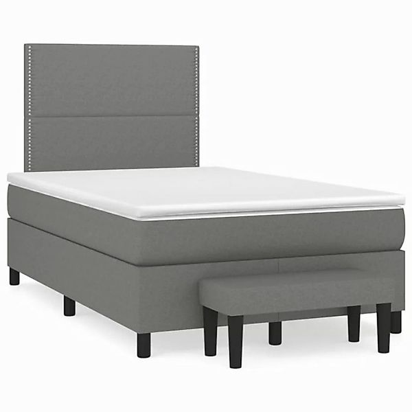 vidaXL Boxspringbett Boxspringbett mit Matratze Dunkelgrau 120x200 cm Stoff günstig online kaufen