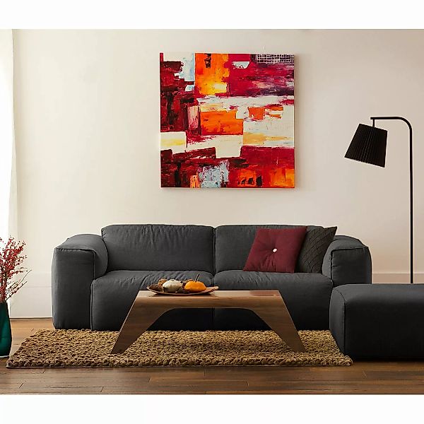 home24 Studio Copenhagen Sofa Hudson 2-Sitzer Anthrazit Webstoff 228x71x102 günstig online kaufen