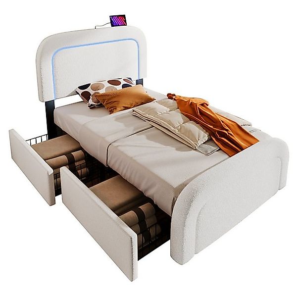 Gotagee Polsterbett Heimbett Jugendbett USB Typ C LED Sherp Bett Mit Matrat günstig online kaufen