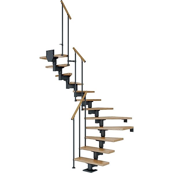 Dolle Mittelholmtreppe Cork Eiche Anthrazit GH b. 292cm 1/2 Gewendelt 75 cm günstig online kaufen