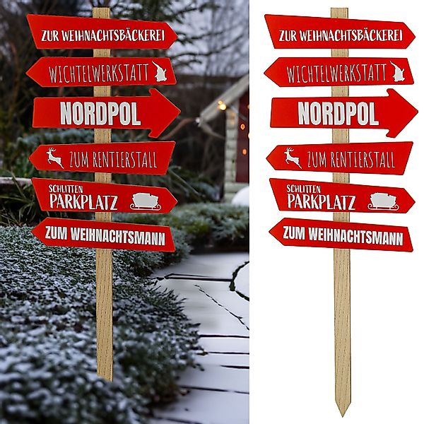 CEPEWA Gartenstecker Schild Wegweiser Weihnachten H76cm günstig online kaufen