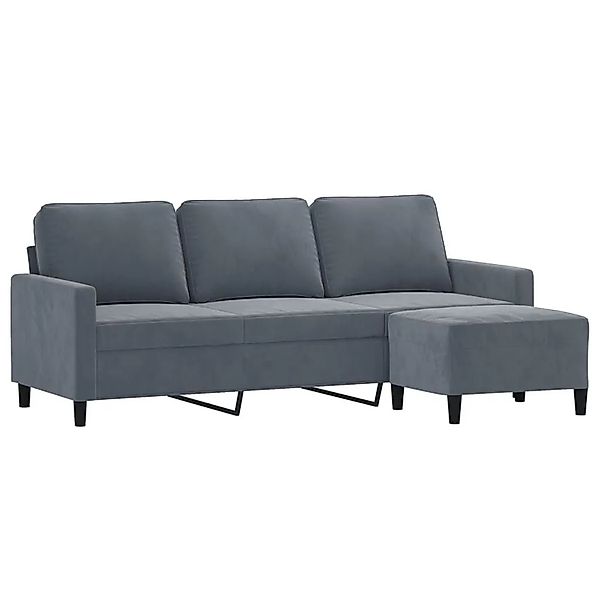 vidaXL 3-Sitzer-Sofa mit Hocker Dunkelgrau 180 cm Samt 3201056 günstig online kaufen