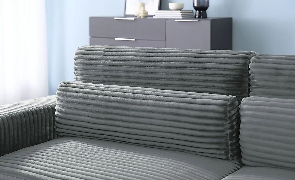 Big Sofa in modernem Breitcord Branna ¦ grau ¦ Maße (cm): B: 250 H: 101 T: günstig online kaufen