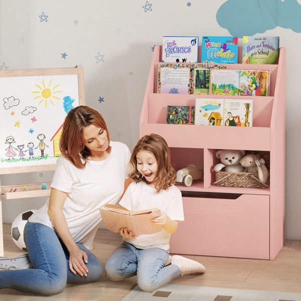 HOMCOM Kinderregal mit Schublade, 3 Ablagefächern günstig online kaufen
