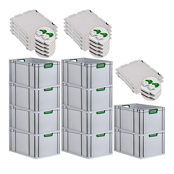 PROREGAL Spar Set 10x Eurobox Nextgen Color Mit Scharnierdeckel & Schiebesc günstig online kaufen
