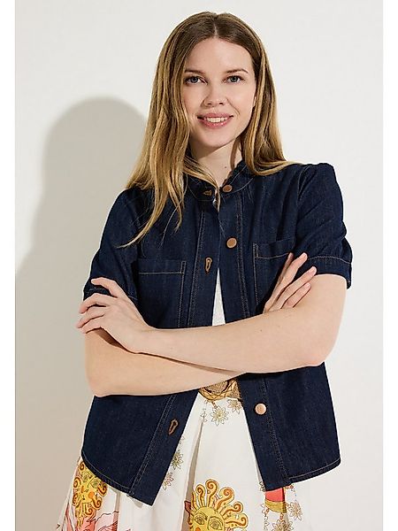 MORE&MORE Kurzarmbluse feminine, dark denim Kurzarm-Jeansbluse günstig online kaufen