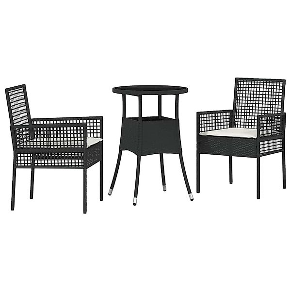 vidaXL Garten Essgruppe 3-Tlg Schwarz Poly Rattan 3334941 günstig online kaufen