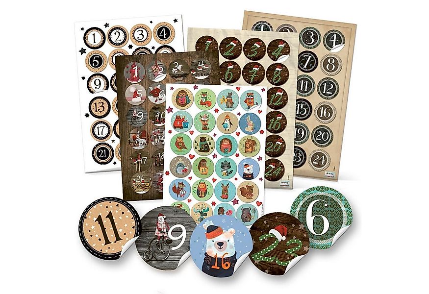 Logbuch-Verlag Dekofigur 5 x 24 Adventskalenderzahlen Aufkleber Ø 4 cm aus günstig online kaufen