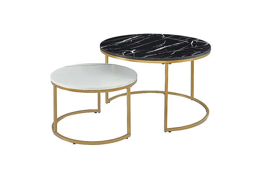 en.casa Couchtisch (Set, 2-St), »Christchurch« rund Metallgestell Marmoropt günstig online kaufen