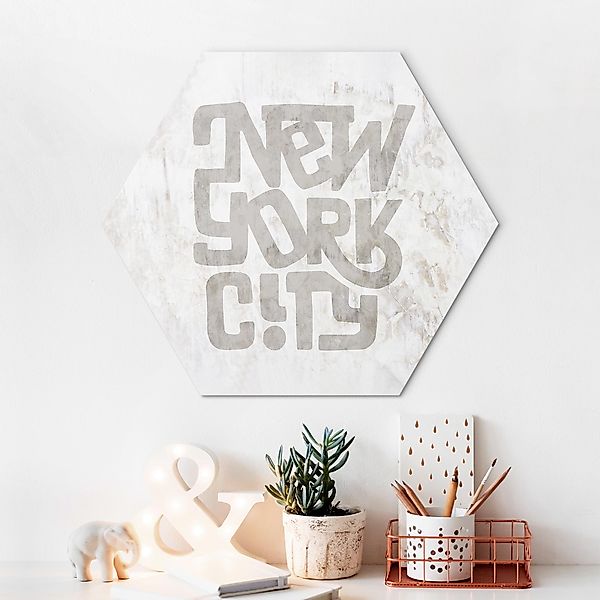 Hexagon-Alu-Dibond Bild Graffiti Art Calligraphy New York City günstig online kaufen