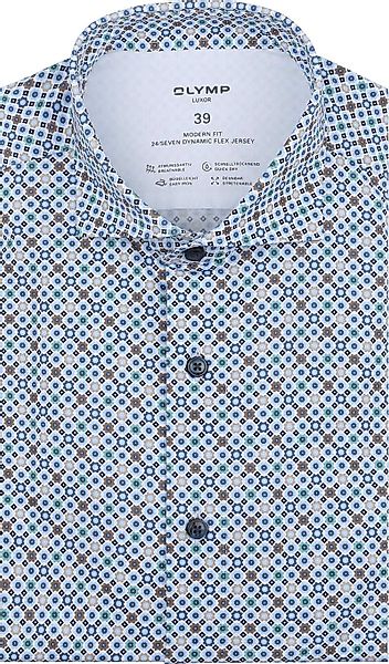OLYMP Luxor Hemd Stretch Druck Blau - Größe 40 günstig online kaufen