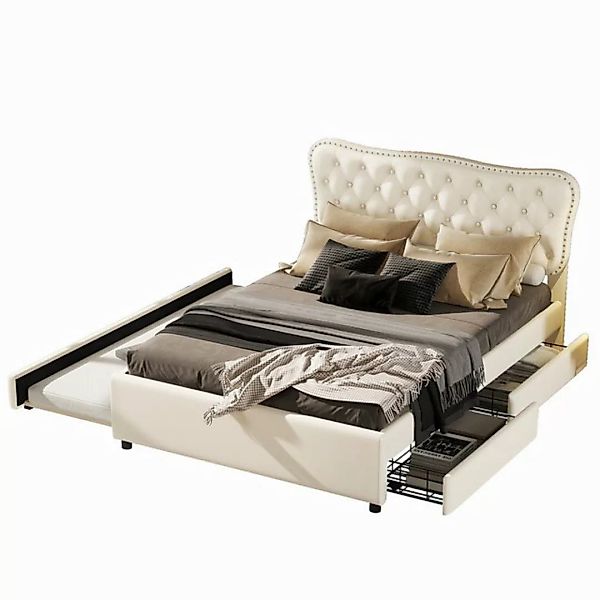 Tongtong Polsterbett 140*200 cm Doppelbett, mit Rollbett und zwei Schublade günstig online kaufen