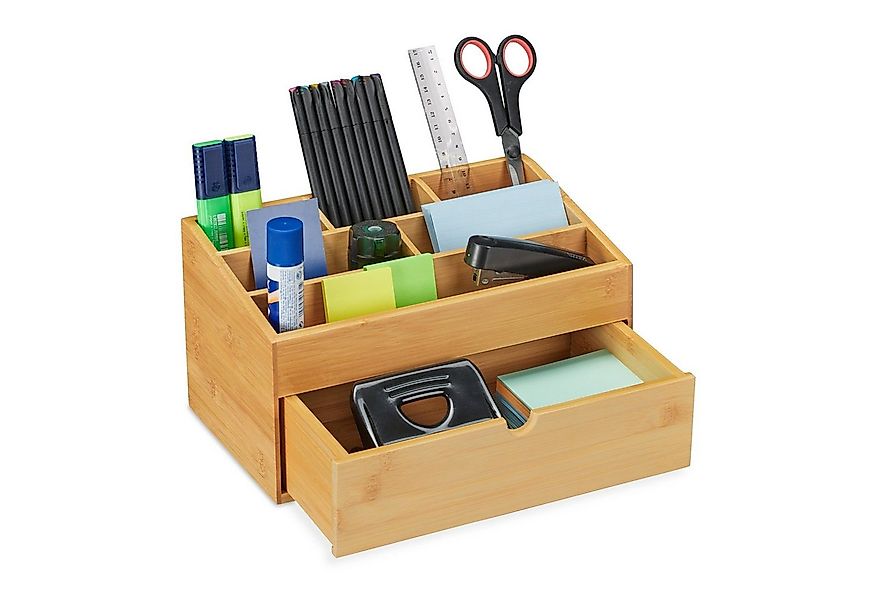 relaxdays Schreibtischaufsatz Schreibtisch Organizer Bambus günstig online kaufen