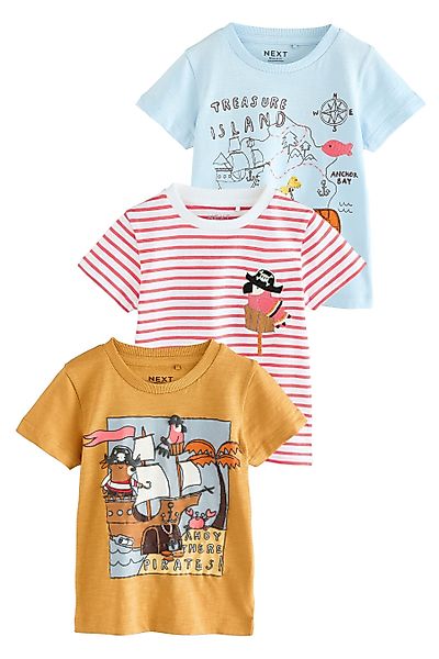 Next T-Shirt 3er-Pack Kurzarm-T-Shirts mit Applikation günstig online kaufen