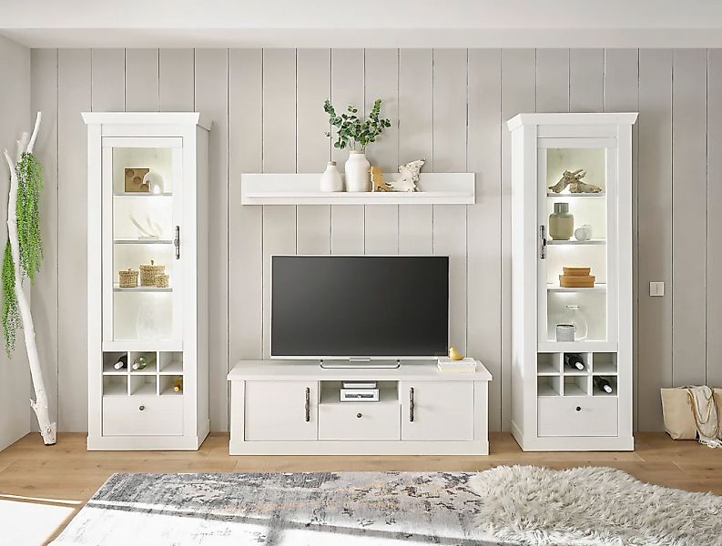 Home affaire Wohnwand "RAVENNA" 4 Stk. tlg. im romantischen Landhausstil, G günstig online kaufen