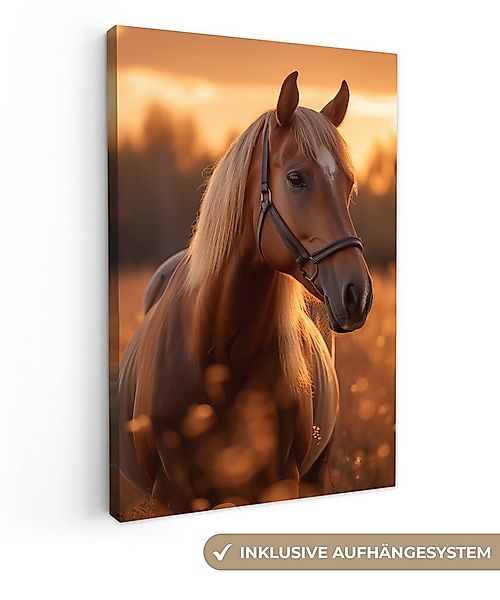 OneMillionCanvasses® Leinwandbild Pferd - Natur - Tier - Braun - Tierporträ günstig online kaufen
