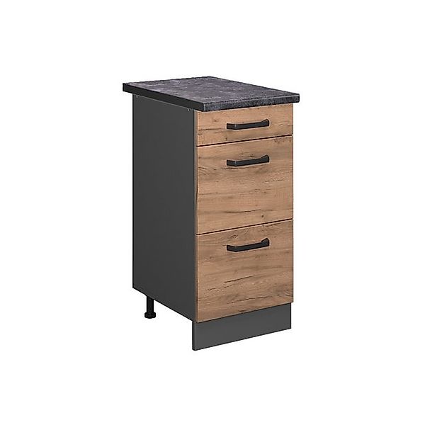 Vicco Küchenunterschrank R-Line Goldkraft Eiche/Anthrazit 40 cm mit Schubla günstig online kaufen