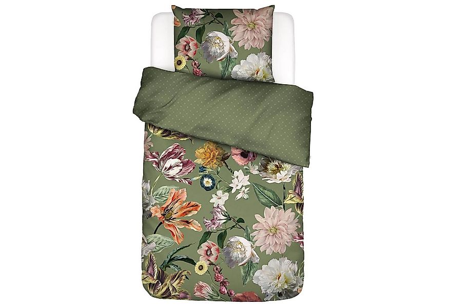 Essenza Bettwäsche Filou Forest Green Satin, Satin, 2 teilig, Blumen, Rosen günstig online kaufen