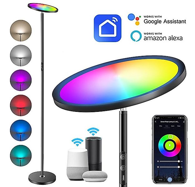 MUPOO LED Stehlampe RGB Wohnzimmer,25W Stehlampe Dimmbar Schlafzimmer,2000 günstig online kaufen