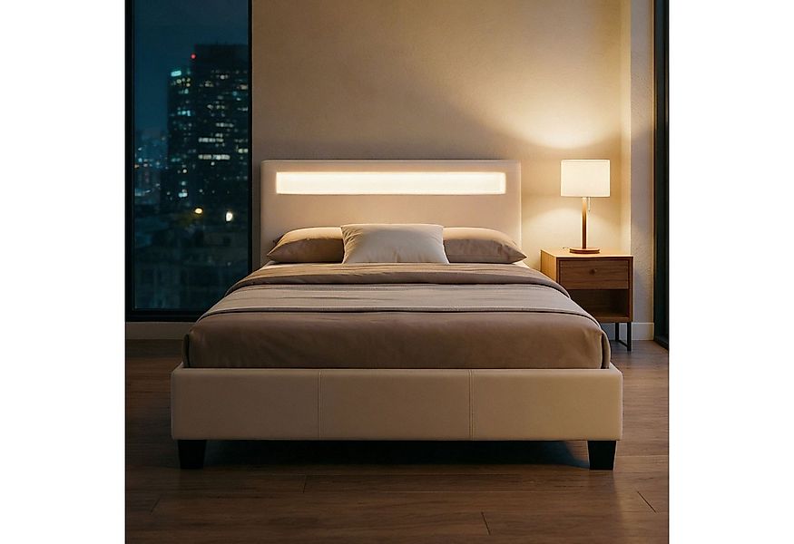 CARO-Möbel Polsterbett MIRASOL, Einzelbett 120x200cm mit Lattenrost & LED B günstig online kaufen