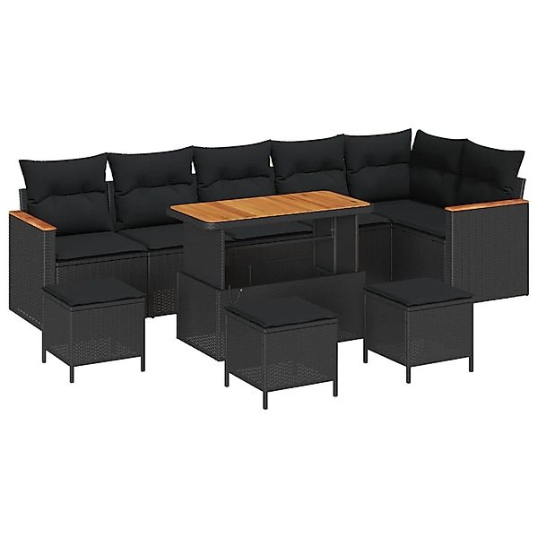 vidaXL Gartensofa-Set mit Kissen 10 Stk Schwarz Poly Rattan 3365019 günstig online kaufen