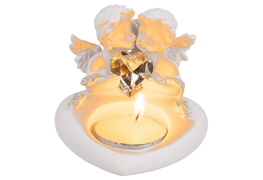 Out of the Blue Kerzenständer Teelichthalter Herz mit Engelsfiguren und Kri günstig online kaufen