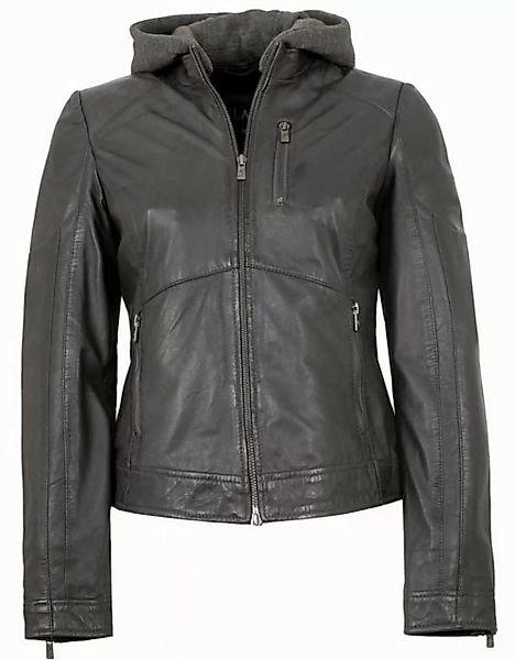 Jilani Lederjacke Francis Jilani - Damen Lederjacke Lammnappa Kapuze grau günstig online kaufen