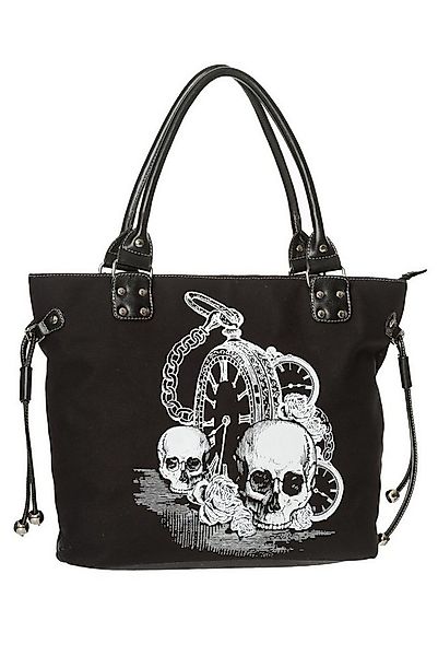 Banned Handtasche Back In Black, Skull und Rosen Print günstig online kaufen