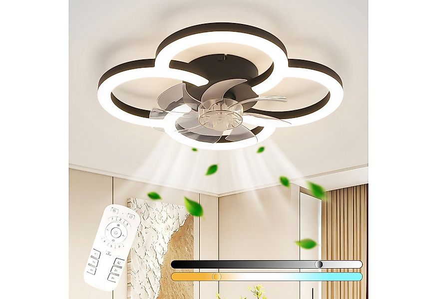 ZMH Deckenventilator Mit Beleuchtung Leise 6-Gang Modern Deckenleuchte Dimm günstig online kaufen