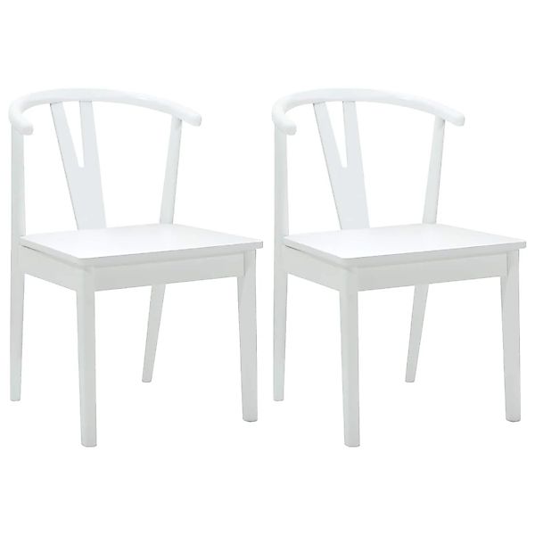 vidaXL Esszimmerstuhl 2 Stk Weiß und Weiß Massives Gummiholz 42020408 günstig online kaufen