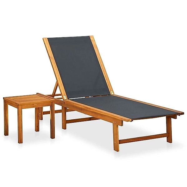 vidaXL Sonnenliege mit Tisch Massivholz Akazie und Textilene 41746 günstig online kaufen