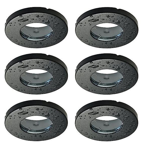 TRANGO LED Einbauleuchte, 6729IP-065AK Einbaustrahler Rund IP44 in Schwarz günstig online kaufen