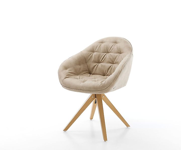 Esszimmerstuhl Gaio-Flex Mikrofaser Beige Vintage Holzgestell kantig Natur günstig online kaufen