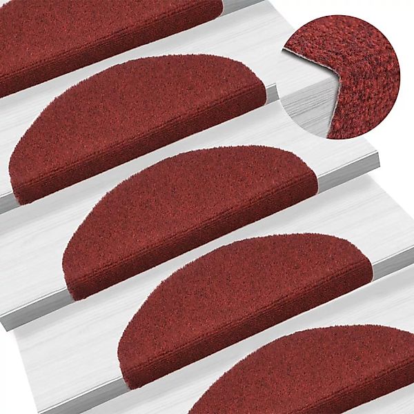 Selbstklebende Treppenmatten 10 Stk. Rot 65x21x4 Cm Nadelvlies günstig online kaufen