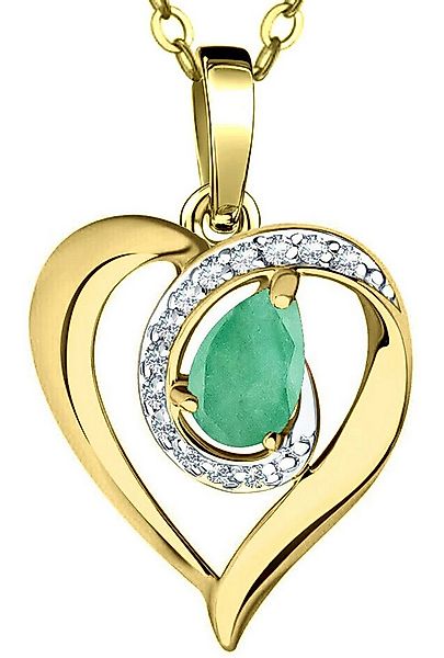 Limana Herzkette echter Smaragd 925 Silber gold vergoldet Damen Schmuck (mi günstig online kaufen