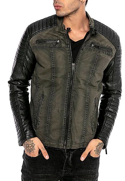 RedBridge Bikerjacke mit Materialmix und Steppdetails Markant und Modern günstig online kaufen