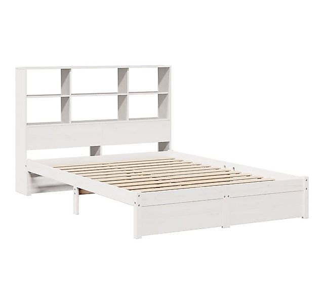 vidaXL Bett Massivholzbett mit Regal ohne Matratze Weiß 140x190 cm Kiefer günstig online kaufen